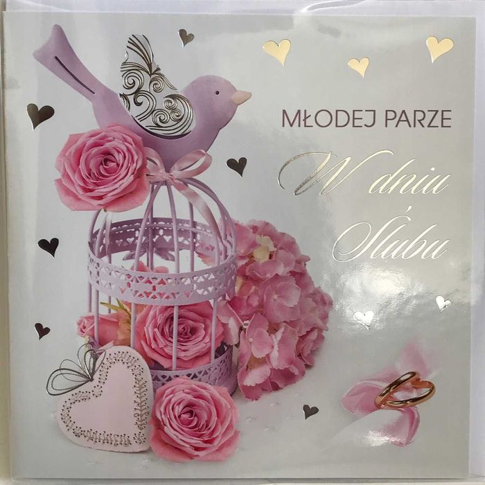 Kartka 15x15cm Ślub W Dniu Ślubu życzenia +koperta do wyboru wzór