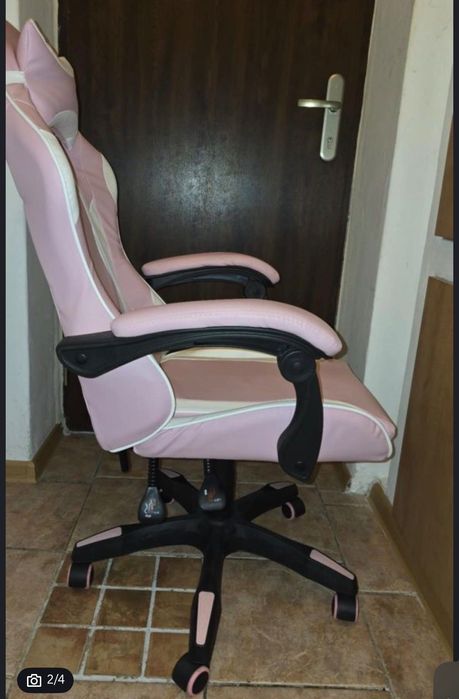 Fotel gamerski do komputera różowy pink