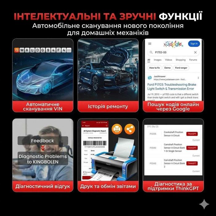 Автосканер Ediag Link сканер помилок Kingbolen OBD2