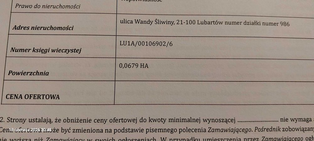 Działka 679m2 Lubartów
