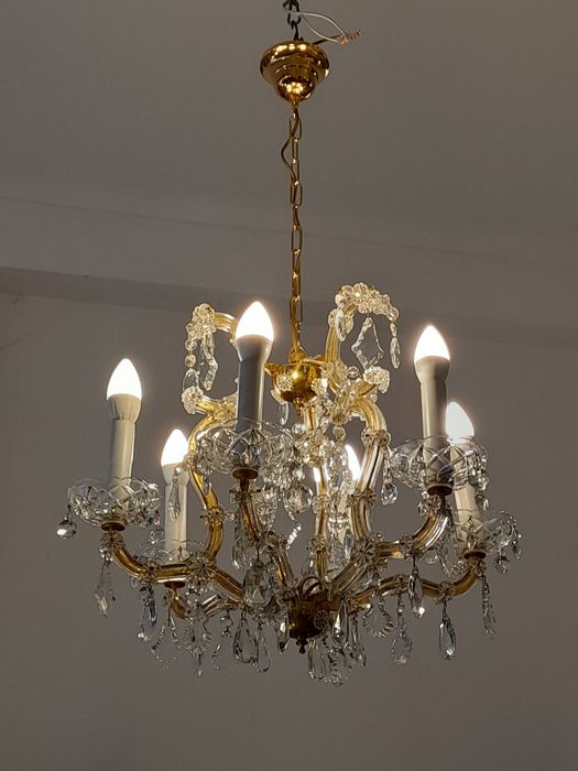 Candeeiro tecto - Lustre Vintage- candelabro em cristal - Maria Teresa
