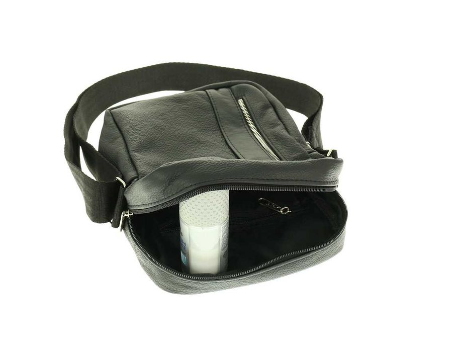 Skórzana saszetka męska torba na ramie listonoszka PL PRODUCENT czarna