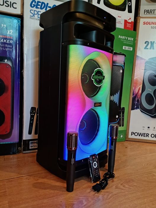 Блютуз караоке акустика Gedi-58(SD,USB,FM) пультДУ, 2микрофона