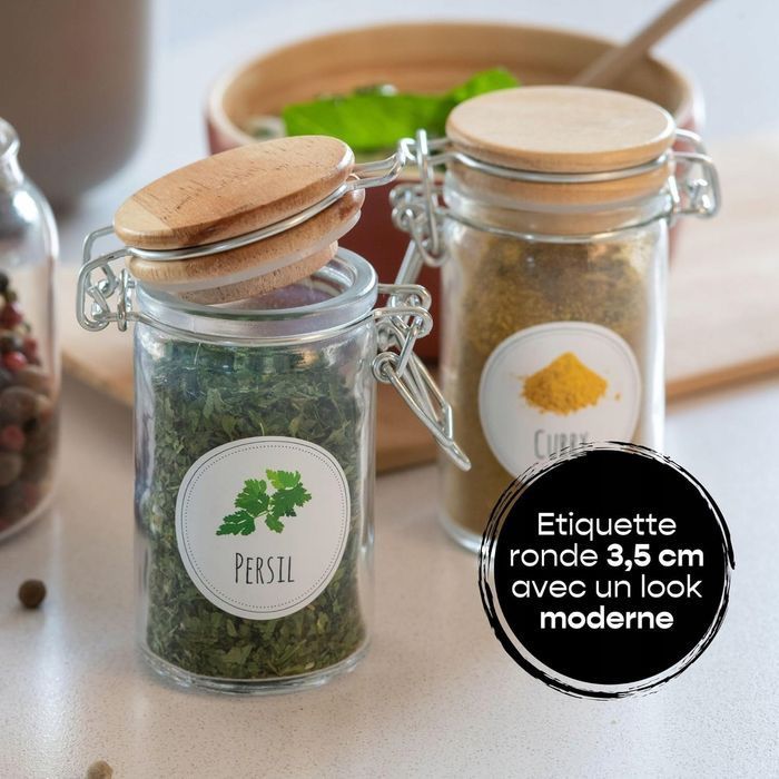 Etykiete Na Słoiki Z Przyprawami Średnica 3,5Cm 48Szt J. Francuski