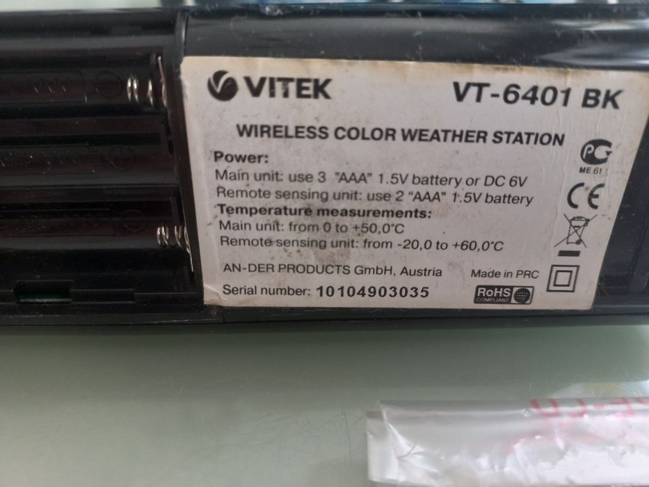 Беспроводная метеостанция VITEK VT 6401 BK