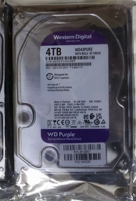 Жесткий диск Western Digital Purple 3.5" 4TB (WD43PURZ)