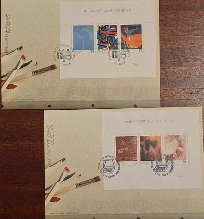 9 Sobrescritos 1 dia com blocos selos "Pintura portuguesa sec.xx"