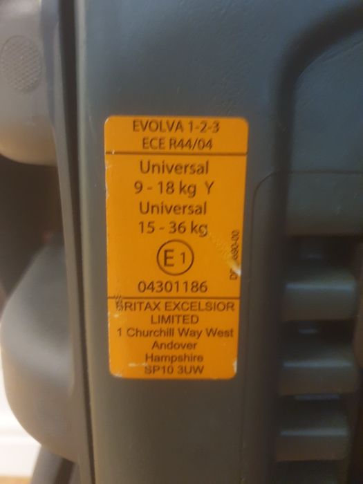 Fotelik samochodowy Britax Romer evola 1-2-3 9-36kg