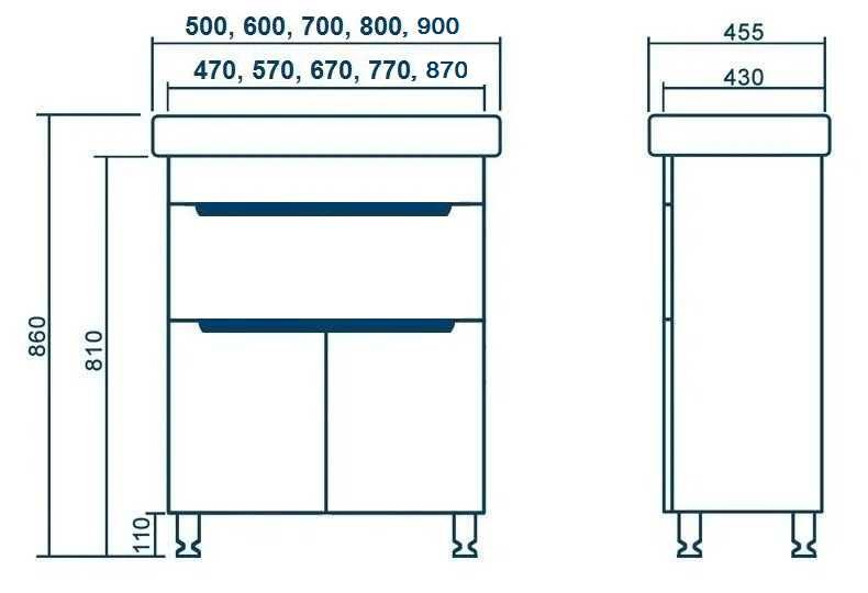 Элитная тумба Марко с умывальником, раковиной Комо 50, 60, 70, 80, 90