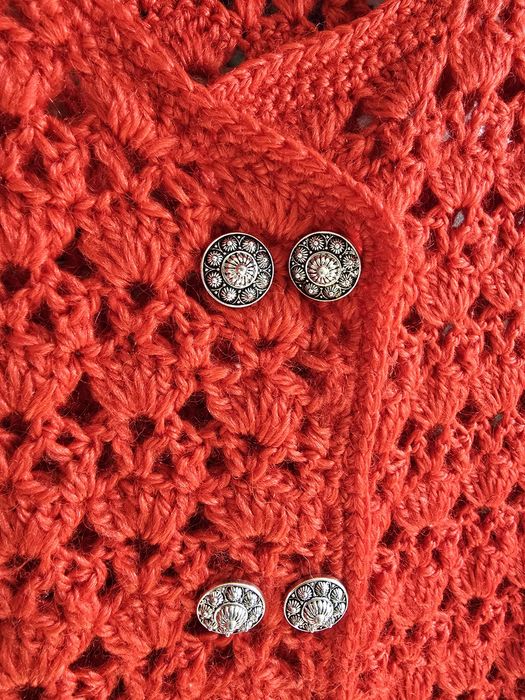 Kamizelka wełniana ażurowa M-L dziergana handmade
