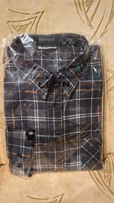 Koszula flanelowa w kratę LEON szaro-żółta Consorte r. 42