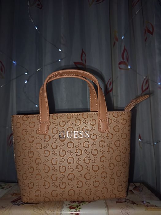 Жіноча сумка GUESS mini, бежевий монограм