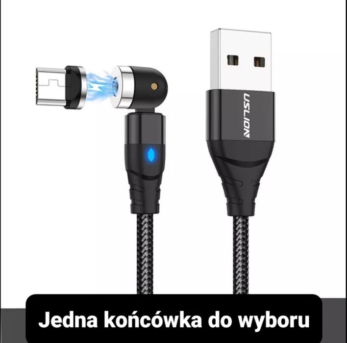 Kabel Magnetyczny Obrotowy Szybkie Ładowanie 2M USB C,Micro usb,IPhone