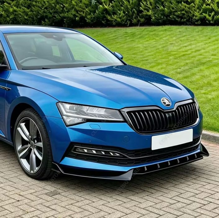 Губа Шкода Суперб Б8 Б8.5 губа на передний бампер Skoda Superb B8 юбка бампера сплитер обвес обвес