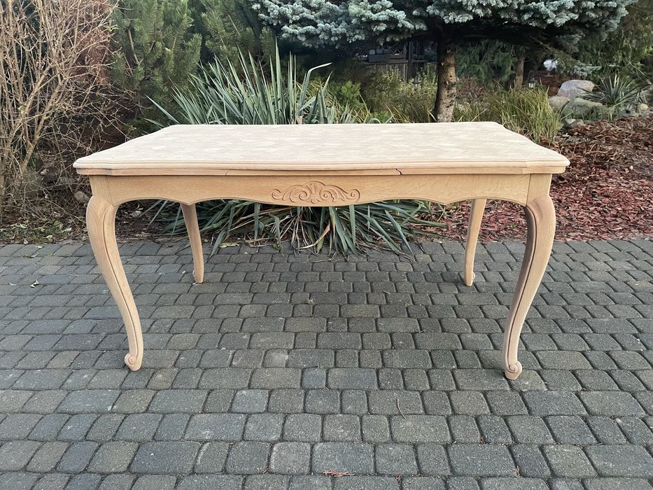 Stół 6 krzeseł w stylu ludwikowskim oczyszczone dąb stan surowy