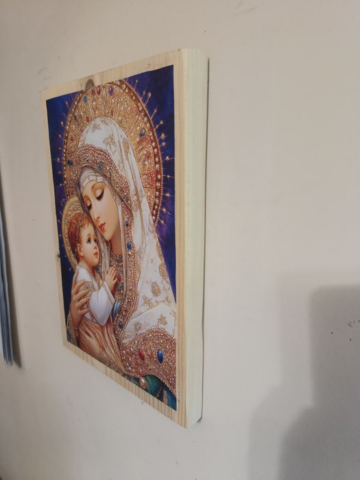Matka Boża z Dzieciątkiem, grafika na desce swierkowej