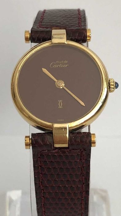 Cartier Must de Paris, srebro pozłacane, oryginał, pasek Cartier, LUX