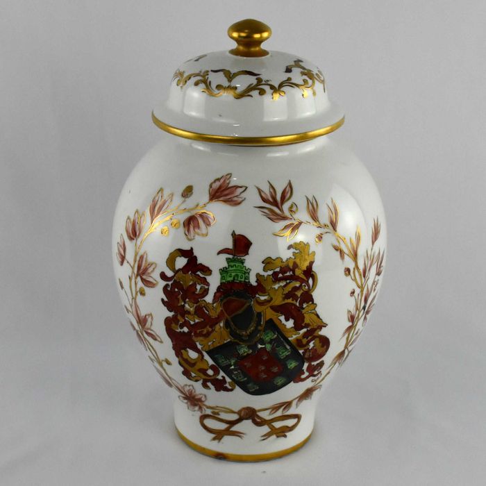 Pote com tampa porcelana Artibus com brasão