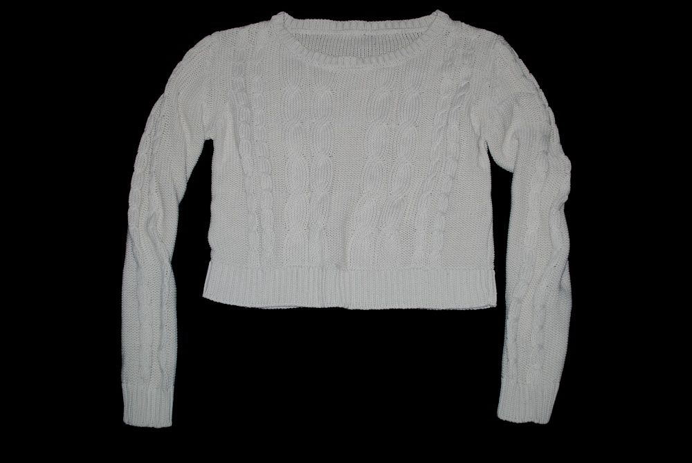 Свитер S / M женский укороченный вязанный косичка топ крутой свитшот