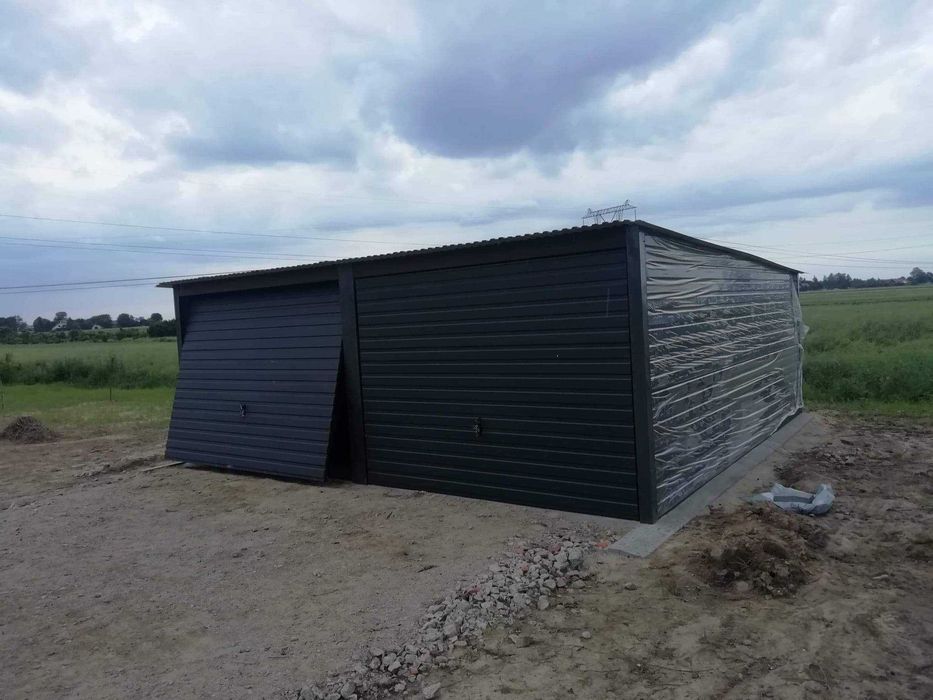 Garaże blaszane, garaż 6x5 ciemny grafit, blaszaki,wiaty,hale
