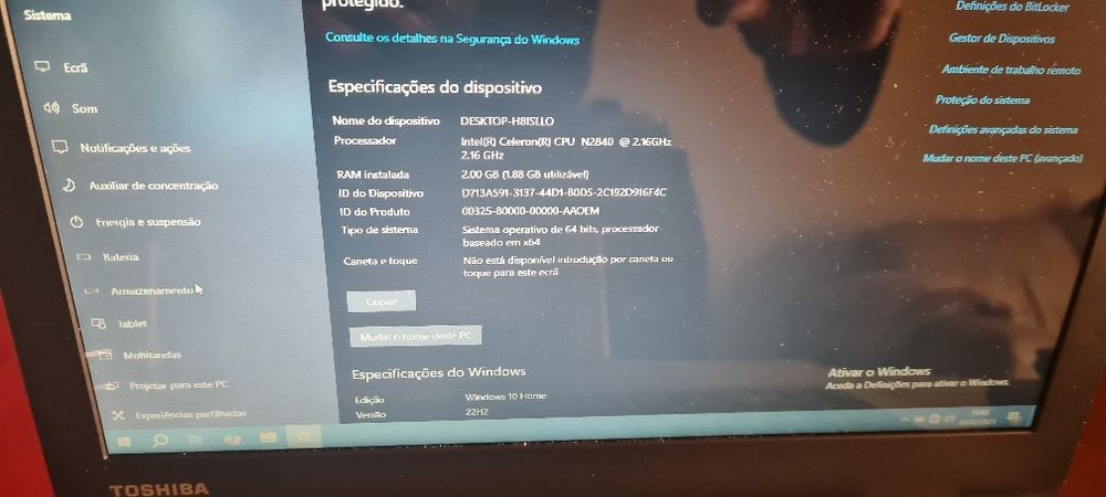 Computador toshiba pequeno e lindo cl10 b 100