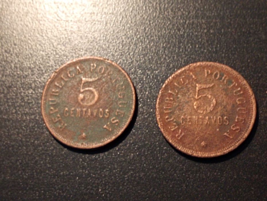 5 centavos - Angola 1922 - Bronze - Bela / MBC - muito bem conservada