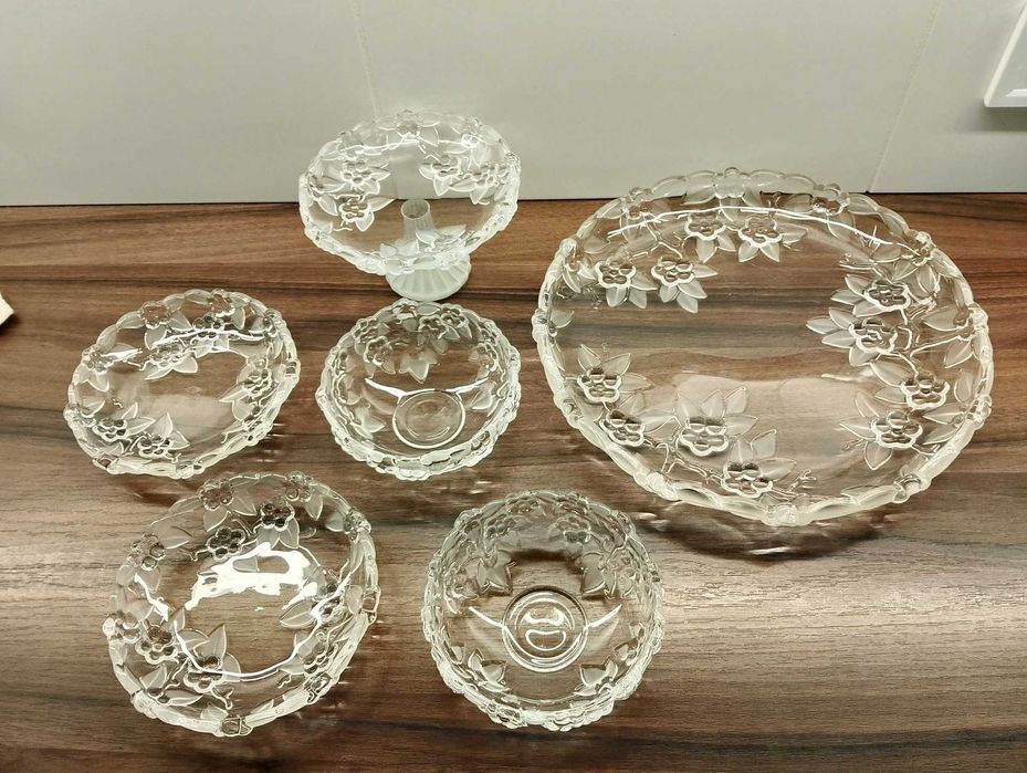 HS Walther Glas Carmen Flower zestaw 6 szt patera talerz miska