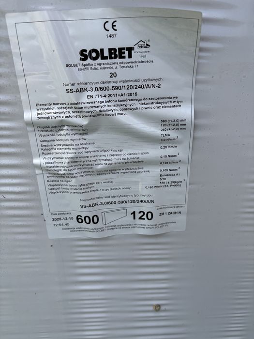 Solbet 12cm 600 Ścianki działowe