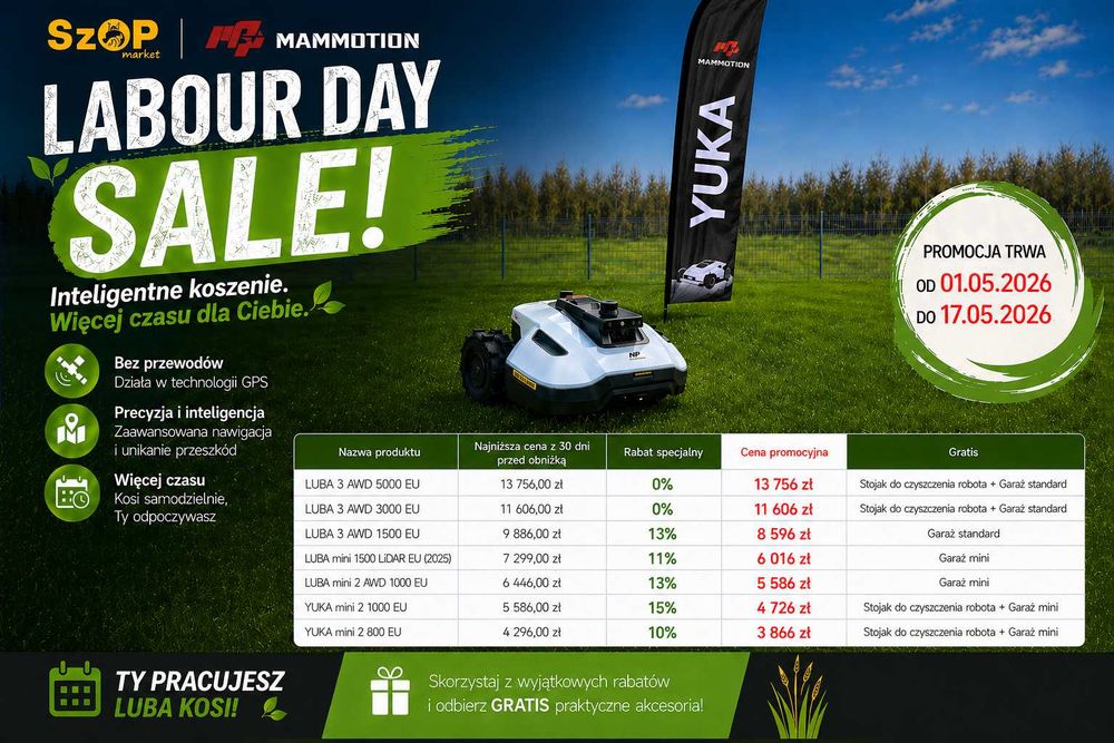 Robot koszący MAMMOTION YUKA mini 2 1000m2 stojak oraz garaż gratis RATY 0%