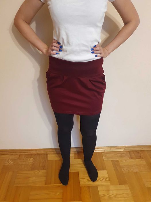 spódnica krótka mini bordowa