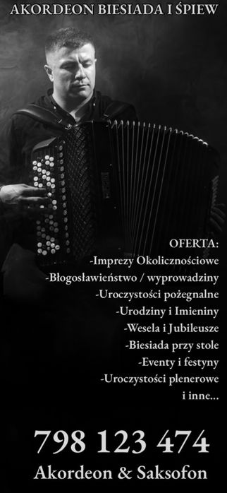 Akordeon na wesele, biesiada przy stole, oprawa muzyczna