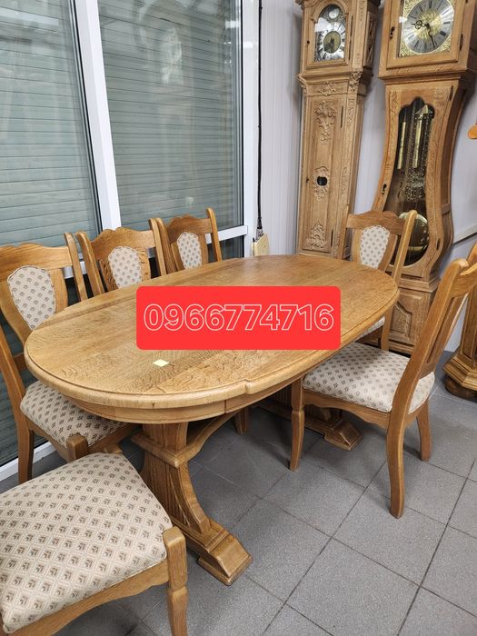 Дубовий стіл та 6 стільців