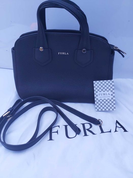 Torebka FURLA skórzana mała kuferek klasyczna torba czarna OKAZJA