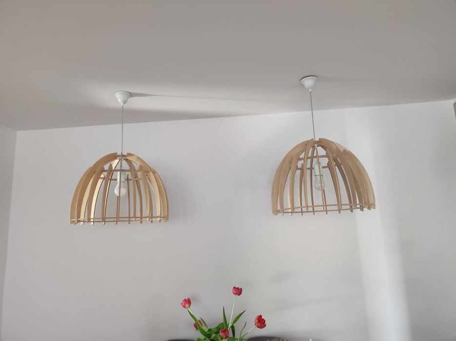 Drewniane lampy, w stylu boho