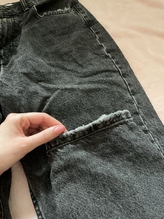 Czarne/szare spodnie typu boyfriend Zara 36/S