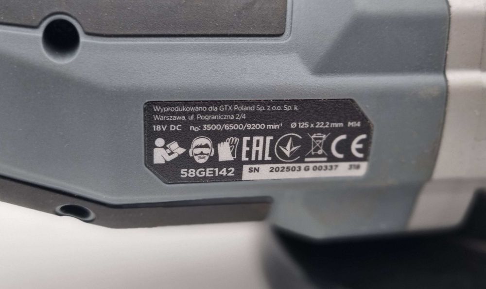 Szlifierka Graphite 58GE142 + Aku 8AH + Ładowarka