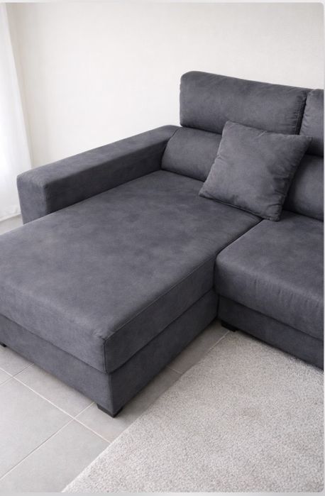 Sofá Chaise Longue cinza Conforama Lúcia