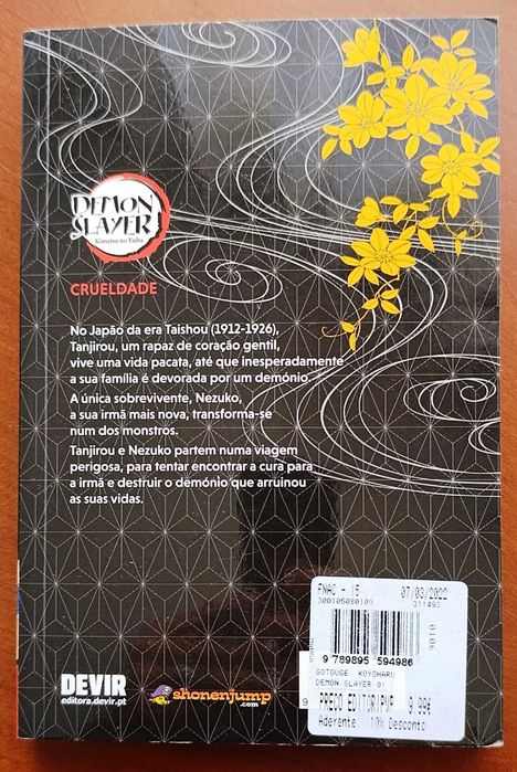 Demon Slayer N.º 01 Crueldade de Koyoharu Gotouge - portes incluídos