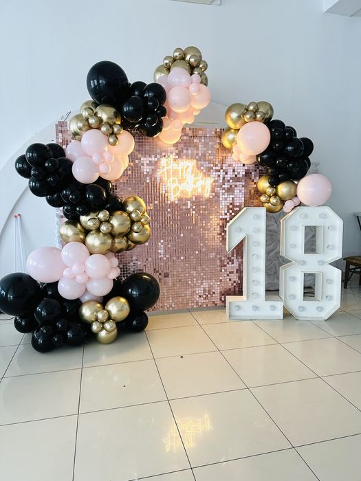 Balon balony dekoracja ścianka cekinowa