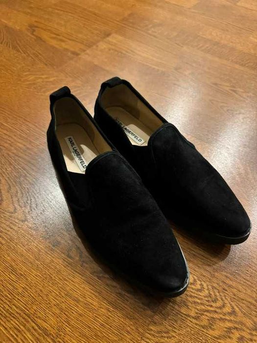 Buty Karl Lagerfeld Clement Black Suede Leather Slip Ons 41