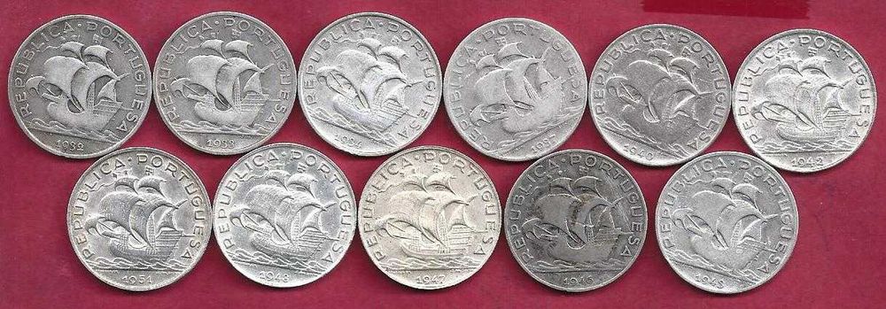 COLEÇÃO Completa 5 Escudos de Prata 11 Moedas 1932 a  1951