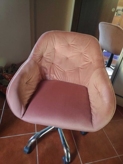 Cadeira de escritório MIA veludo rosa velho NOVA