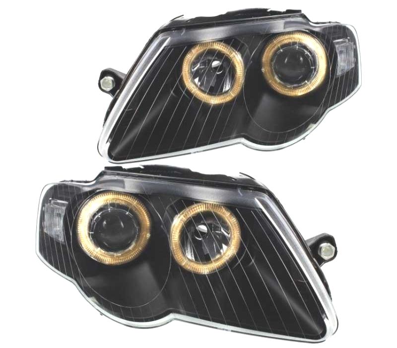 FARÓIS VOLKSWAGEN VW PASSAT 3C 05-10 ANGEL EYES FUNDO NEGRO
