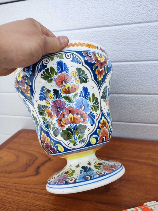 Ceramiczna Duża Doniczka/ Osłonka DELFT - ręcznie malowana - UNIKAT -