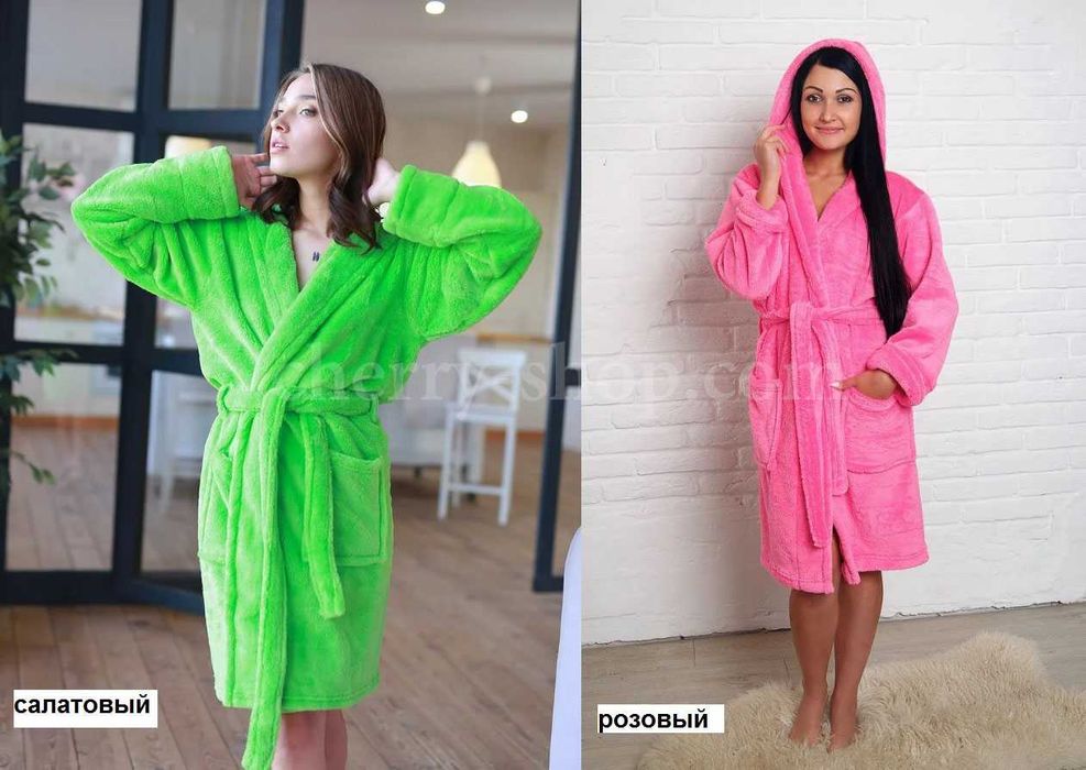Махровый мягкий и стильный женский халат на запах