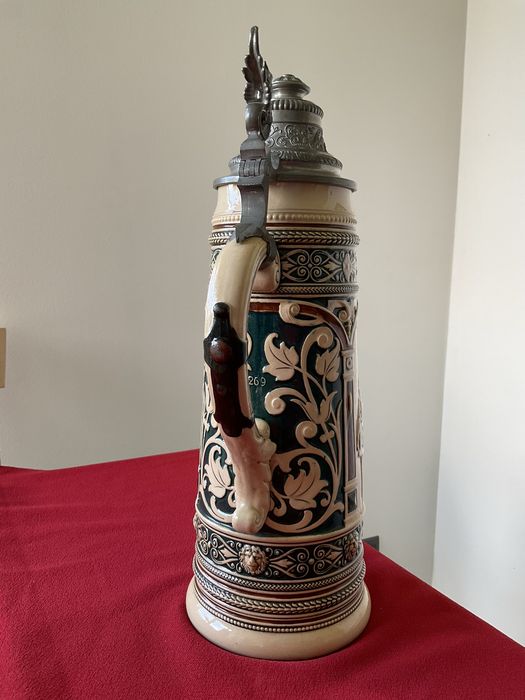 Duży, stary ok. 1900 roku kufel ceramiczny
