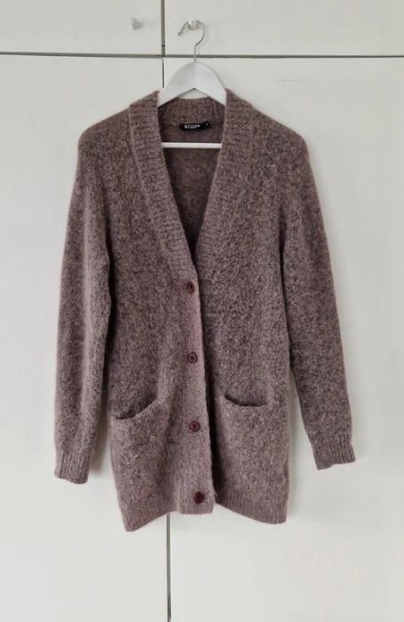 Wełniany moherowy alpaka sweter kardigan