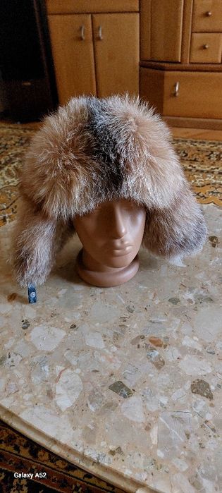 Молодёжная меховая шапка с кожаным .верхом модель АВИАТОР