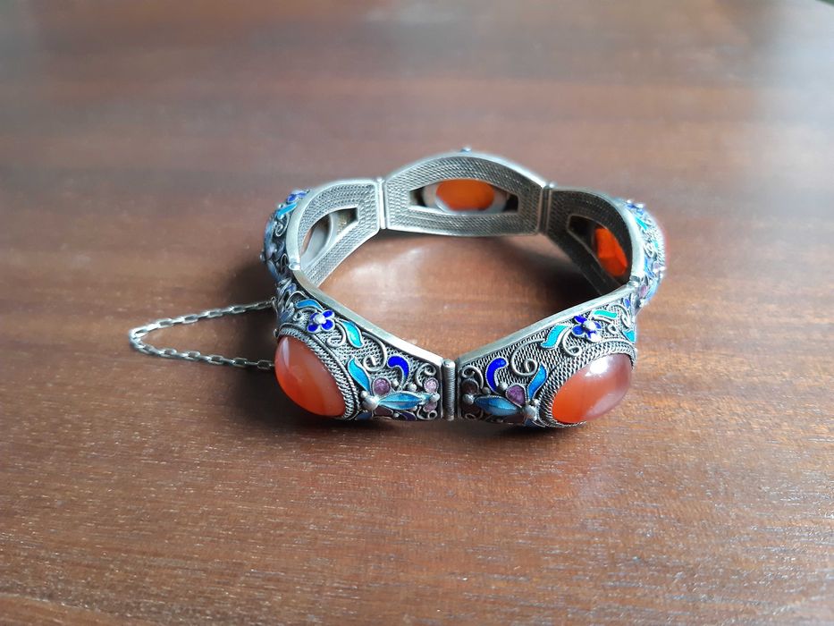 Pulseira de prata e esmaltes (China) séc. XX
