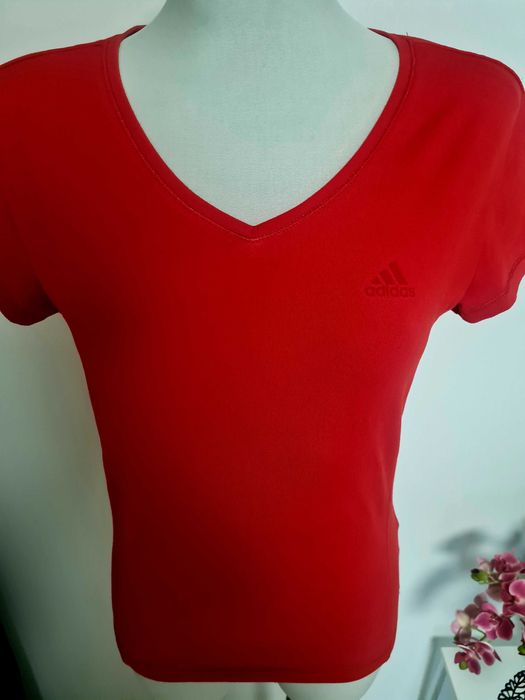 402. Sportowa czerwona bluzka damska koszulka Adidas L 40